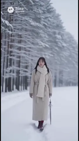 Scene 1 — INTIMATE CLOSE-UP (top photo inspired) Director’s Note: “カメラは彼女の横から入って。目元の湿度と淡い息づかいを逃さないように、風で髪がわずかに揺れる瞬間を捉えて。動きは極端にゆっくり、観客が彼女の静けさに入り込めるように。” Shot: A slow, intimate close-up of a woman standing in a snowy landscape under a transparent umbrella. She breathes softly, the cold air turning her breath into a subtle mist. Snowflakes drift gently across the lens. Her eyes blink slowly, expression thoughtful, almost distant. Camera: ultra-slow push-in from over her shoulder, with shallow depth of field and soft natural light. ⸻ Scene 2 — WIDE SNOWFIELD PORTRAIT (middle photo inspired) Director’s Note: “広大な白の中にひとり。孤独ではなく ‘静かな強さ’ を感じる立ち姿に。カメラは風と同じリズムで横に流して。音は雪の落ちる音だけのように静謐に。” Shot: A wide full-body shot of the woman standing alone in a vast, snow-covered field. Her down jacket and scarf move slightly in the breeze. She shifts her weight subtly, gripping the umbrella delicately. The background trees fade softly into the winter haze. Camera: slow, steady side-dolly with subtle handheld micro-vibrations for realism. ⸻ Scene 3 — EMOTIONAL EXTREME CLOSE-UP (bottom photo inspired) Director’s Note: “ここは作品の心臓部。目の奥の小さな震えを撮りたい。息を飲むような近さで、雪の一粒が彼女の肌に溶ける瞬間まで見せる。光は極端に柔らかく。” Shot: An extreme close-up of her face—eyes, lashes, lips. Snowflakes land gently on her skin and melt softly. Her expression shifts ever so slightly, as if holding an emotion she hasn’t spoken. Camera: macro-style slow push-in; focus transitions smoothly from her eyelashes to her eyes, capturing emotional micro-expressions. ⸻ Overall Style (for all scenes) (masterpiece, ultra realistic, cinematic, HDR10, soft cold color grading, heavy shallow depth of field, falling snow particles, emotional atmosphere, poetic realism, directed by a world-class filmmaker, natural winter lighting, film grain 35mm subtle)