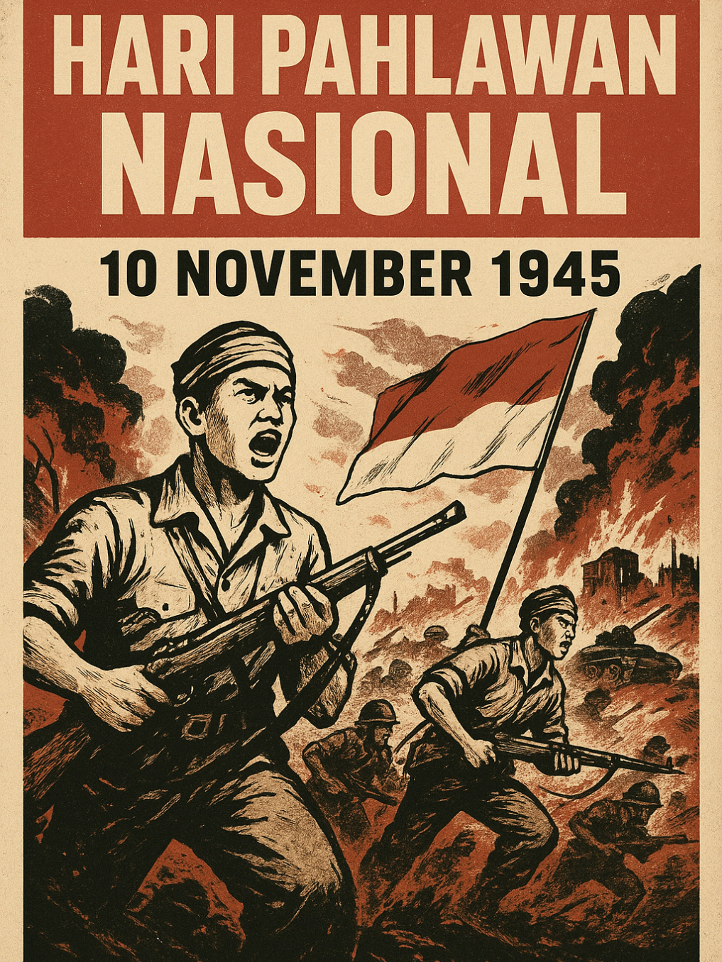 Selamat Hari Pahlawan Nasional! 🎉🇮🇩 Setiap tanggal 10 November, Indonesia memperingati Hari Pahlawan Nasional untuk menghormati jasa dan pengorbanan para pahlawan yang telah berjuang demi kemerdekaan dan kedaulatan bangsa. Sejarah Hari Pahlawan Nasional bermula dari peristiwa heroik di Surabaya pada tahun 1945, ketika rakyat Surabaya dengan gigih melawan pasukan Inggris yang dipimpin oleh Jenderal Mallaby. Perlawanan rakyat Surabaya ini dipimpin oleh Bung Tomo dan para pejuang lainnya, yang dengan berani dan rela berkorban, melawan pasukan asing yang ingin mengambil alih kota Surabaya setelah kemerdekaan Indonesia diproklamasikan pada 17 Agustus 1945. Peristiwa pertempuran di Surabaya ini mencapai puncaknya pada tanggal 10 November 1945, ketika Inggris melancarkan serangan besar-besaran terhadap posisi-posisi pertahanan rakyat Surabaya. Meskipun kalah persenjataan dan jumlah pasukan, rakyat Surabaya tetap gigih melawan dan menunjukkan semangat juang yang luar biasa. Pertempuran ini menelan banyak korban jiwa di kedua belah pihak, dan akhirnya Jenderal Mallaby tewas dalam pertempuran tersebut. Peristiwa heroik di Surabaya ini menjadi simbol perlawanan bangsa Indonesia terhadap penjajahan dan menjadi inspirasi bagi perjuangan kemerdekaan Indonesia secara keseluruhan. Pada tahun 1945, Presiden Soekarno menetapkan tanggal 10 November sebagai Hari Pahlawan Nasional untuk mengenang jasa dan pengorbanan para pahlawan yang telah gugur dalam pertempuran tersebut. Hari Pahlawan Nasional bukan hanya sekadar peringatan sejarah, tetapi juga sebagai pengingat akan pentingnya semangat perjuangan, keberanian, dan rela berkorban demi bangsa dan negara. Mari kita kenang dan hormati jasa para pahlawan dengan terus melanjutkan perjuangan mereka untuk membangun bangsa yang kuat, maju, dan sejahtera. Selamat Hari Pahlawan Nasional! #fypppppppppppppppppppppppppppppppppppppppppppppppppppppppppppppppppppp #dkhistory #haripahlawannasional #battleofsurabaya #10november1945 