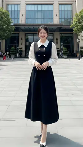 Đầm thiết kế BEMINE cổ đức dáng chữ A tay dài phối voan #damthietke #bemine #phoidoxinh #macdepmoingay #damcongso 