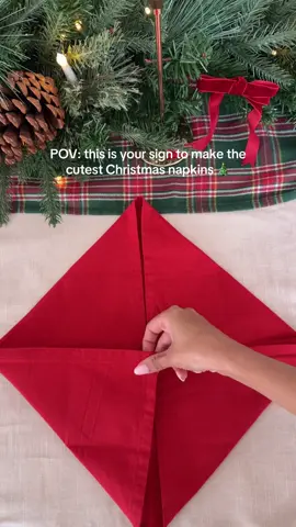 Add a little cheer this year ♥️ These poinsettia rose napkins are so cute and so easy! Save this video to elevate your Christmas table this year x  #christmastable #christmastablescape #napkinfold #tipsandtricks #christmas 