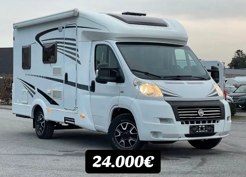 PRIX : 24.000€  Sunlight T 58 **Motorradträger**aut.SAT**Solar 200W Garantie : 20 Mois  Kilométrage : 157 100 km Puissance : 96 kW (131 Ch DIN) Carburant : Diesel Transmission : Boîte manuelle Date immatriculation : 05/2013 Données techniques État du véhicule : occasion Catégorie : Profilé Kilométrage : 157 100 km Puissance : 96 kW (131 Ch DIN) Motorisation : Moteur à combustion interne Carburant : Diesel Transmission : Boîte manuelle Norme antipollution : Euro5 Pastille verte : 4 (Vert) Date immatriculation : 05/2013 Nombre de propriétaires du véhicule : 2 Poids total autorisé en charge (PTAC) : 3 500 kg Climatisation : Climatisation manuelle Radar de recul : Arrière, Appareil photo Couleur : Blanc Essieux : 2 Nombre de couchettes : 2 Longueur du véhicule : 6 230 m Largeur : 2 320 m Hauteur : 2 900 m Places assises homologuées : 4 Chauffage : Gaz Places de couchage : Lit à la française Places assises : Salon avec sièges latéraux Caractéristiques ABS Auvent Douche séparée Eau chaude ESP Garantie GPS Panneaux solaires Régulateur de vitesse Système satellite Volant en cuir WC Sunlight T 58 – Compact et polyvalent Découvrez le Sunlight T 58, un camping-car qui allie dimensions compactes et aménagement intérieur bien pensé. Construit en 2013, bien entretenu et idéal pour couples ou petites familles. D'une longueur d'env. D'une longueur de 6 mètres, il offre maniabilité sur route et confort à l'intérieur.Points forts : Cuisine : Kitchenette compacte avec cuisinière 2 feux, évier et réfrigérateur. Salle de bain : Salle de bain pratique avec douche et WC. Coin salon confortable : sièges avant rotatifs et solution de table flexible pour des heures de détente. Technologie et équipement : Réservoirs d'eau propre et usée, caméra de recul, porte-moto pliable Sawiko, Aut. Sat + TV et auvent. Le T 58 impressionne par sa facilité de manipulation et offre tout ce dont vous avez besoin pour des aventures sur quatre roues. Parfait pour les déplacements spontanés et les rues étroites  #fyp #italy🇮🇹 