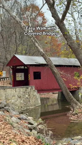 Take an easy 5.6 mi out-and-back walk on a paved path at Mingo Creek County Park in Washington County, PA.   The walk includes 2 covered bridges. Washington County has 23 historic covered bridges, the second highest number of any county in the state. Mingo Creek County Park also has forest trails, playgrounds, picnic areas, a dog park, and more. #washingtoncounty #coveredbridge #mingocreek 