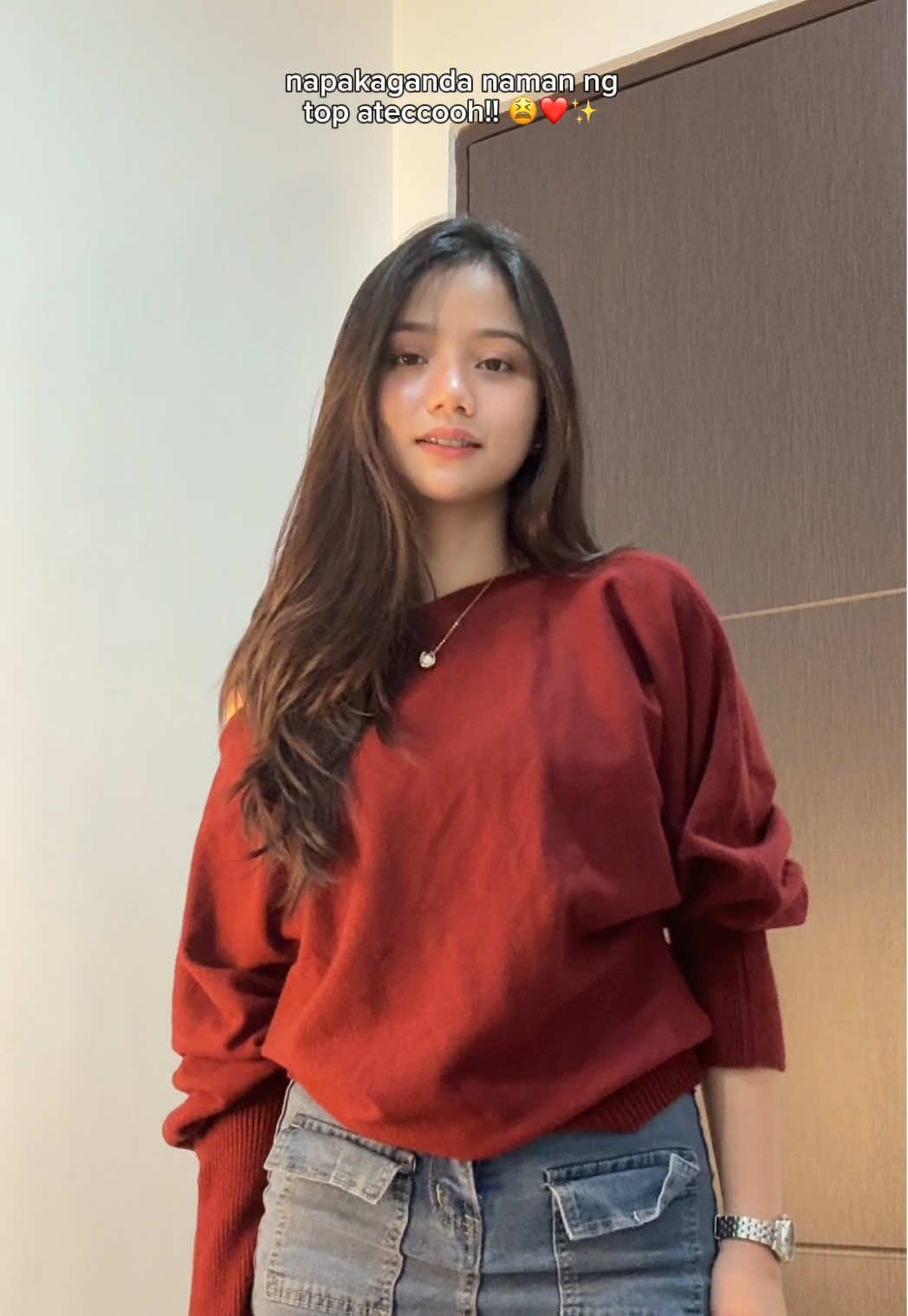 pwede na to pang christmas 🤭❤️✨  #jnnfashion #longsleeve #redtop #trending #fyp 