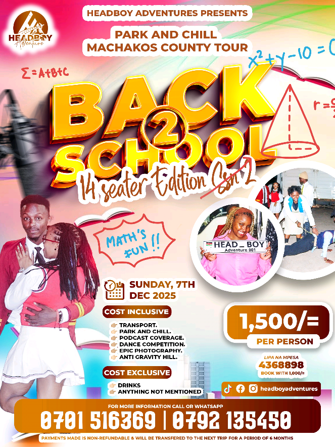 PARK AND CHILL SSN 2  14 Seater Edition. DATE 📅 - December 7th  LOCATION 🗺️- Machakos. COST 🤑- 1500 Ksh. . Cc: @Tales_Of_The_Routes   For more info  0701516369 / 0792135450 @Only_Vans @blackscreen @Deftones_Safaris.ke @BARBIE🎀 @kimya kimya #CLUB 056B @Your local Rapper 