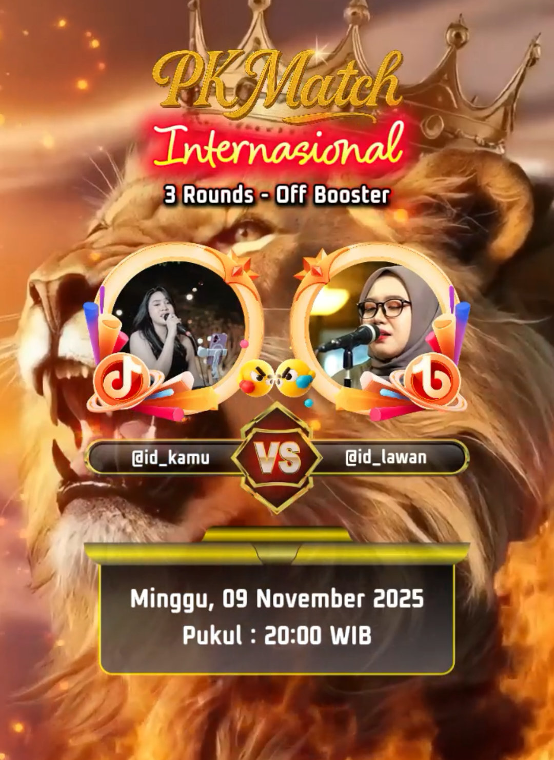 LION TEMPLATE PK MATCH TIKTOK LIVE FEST 25 #pktiktok #pkmatch #pkinter #livefest25 #CapCut 