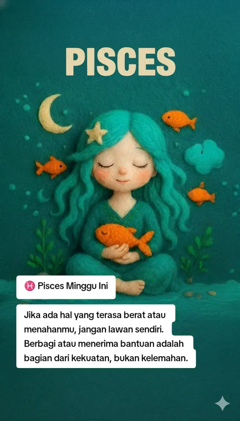 Jika ada hal yang terasa berat atau menahanmu, jangan lawan sendiri. Berbagi atau menerima bantuan adalah bagian dari kekuatan, bukan kelemahan. #pisces♓️ #zodiak #astrologyvibes 