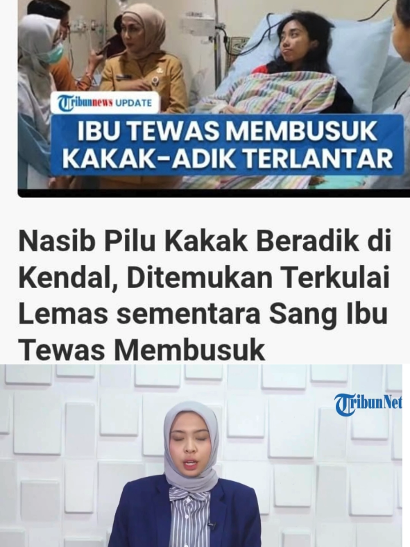 KEMISKINAN MEMBAWA KISAH PILU: SEORANG IBU TEWAS DAN 2 ANAK TERLANTAR Seorang ibu tewas membusuk di rumahnya di Dukuh Somopuro RT 7 RW 7 Desa Bebengan, Kecamatan Boja, Kendal, Sabtu (1/11/2025).  Ibu bernama Setianingsih (51) ditemukan membusuk di dalam kamar. Namun, di dalam rumah itu ada dua anak perempuannya yang sudah dalam kondisi lemas.  Mereka sudah tidak makan selama satu bulan dan cuma minum air sumur yang dimasak.  Warga curiga sebab Setianingsih tidak keluar selama satu bulan. Begitu juga dua anaknya: Setia Gita Pratiwi (23) dan Intan Ayu Sulistyowati (17). Sedangkan sang suami sudah meninggal dunia di Kalimantan pada 2017 lalu.