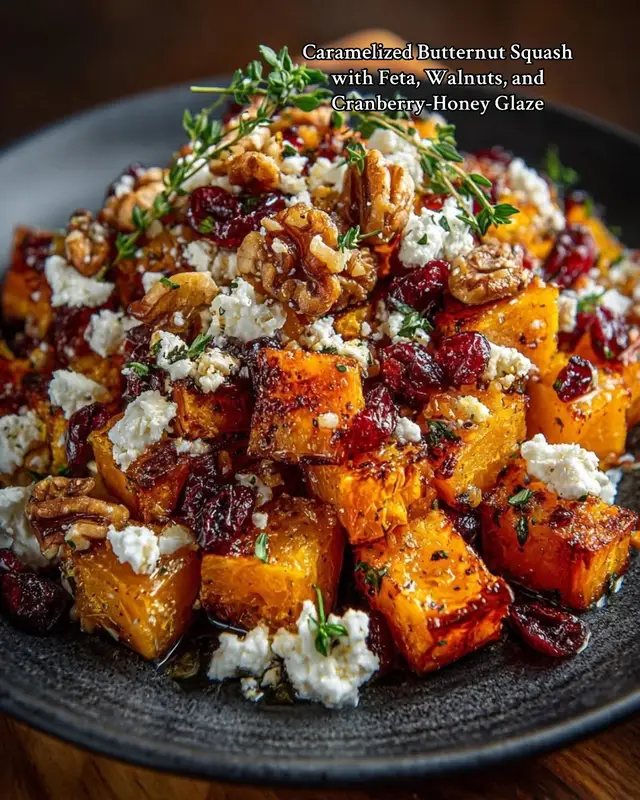 🥗 Ingredients: 3 cups butternut squash, peeled and cubed 2 tbsp olive oil 1 tbsp honey Salt and pepper, to taste ½ tsp cinnamon (optional, for warmth) ¼ cup feta cheese, crumbled ¼ cup walnuts, toasted and roughly chopped ¼ cup dried cranberries 2 tbsp honey 1 tbsp balsamic vinegar 1 tbsp cranberry juice (or orange juice) Fresh thyme or parsley, for garnish 👩‍🍳 Directions: Preheat oven: Set your oven to 400°F (200°C) and line a baking sheet with parchment paper. Prepare the squash: In a large bowl, toss butternut squash cubes with olive oil, honey, salt, pepper, and cinnamon until evenly coated. Roast: Spread the squash in a single layer and roast for 25–30 minutes, stirring halfway through, until caramelized and golden on the edges. Make the cranberry-honey glaze: In a small saucepan, combine honey, balsamic vinegar, and cranberry juice. Simmer over medium heat for 3–4 minutes until slightly thickened. Assemble: Transfer roasted squash to a serving platter. Top with feta, toasted walnuts, and dried cranberries. Finish: Drizzle with the cranberry-honey glaze and sprinkle with fresh thyme or parsley for a festive touch. Serve warm or at room temperature. 🍽️ Nutritional Info (per serving, serves 3): Calories: 310 Protein: 7g Carbohydrates: 32g Fat: 17g Fiber: 4g Sugar: 16g Sodium: 210mg #food #health #healthyrecipes 