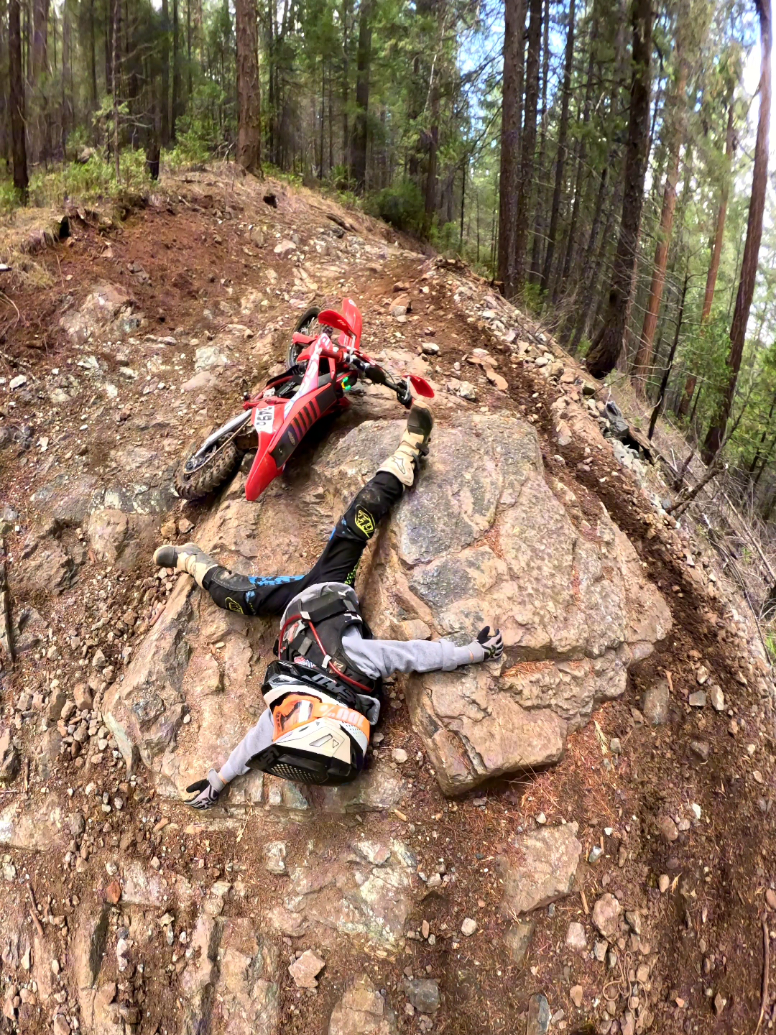 People think he gets his riding skills from me but I think I know where he really does... @Roxy | 2wheelmama #fail #motokids #mama #gasgas #ktm 