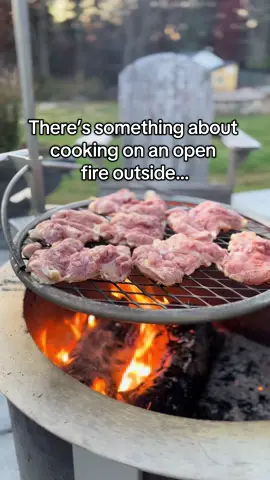 Open fire cooking was so easy with this attachment from @Breeo …but apparently I need to work on my fire-cooking skills 🫣 #outdoorcooking #homesteading #firepit #cookingwithfire #grilling 