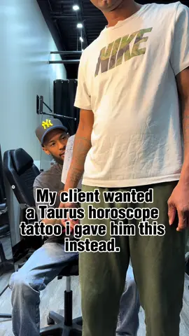 I didn’t listen but he was happy in the end 🤷🏾‍♂️ If you’re interested in booking TEXT (219)-616-5049 for all inquiries. 🚨 THIS IS MY ONLY ACCOUNT 🚨  #taurus #tattooartist #tattooideas #lawrencevilletattooartist #tattooartistatl 