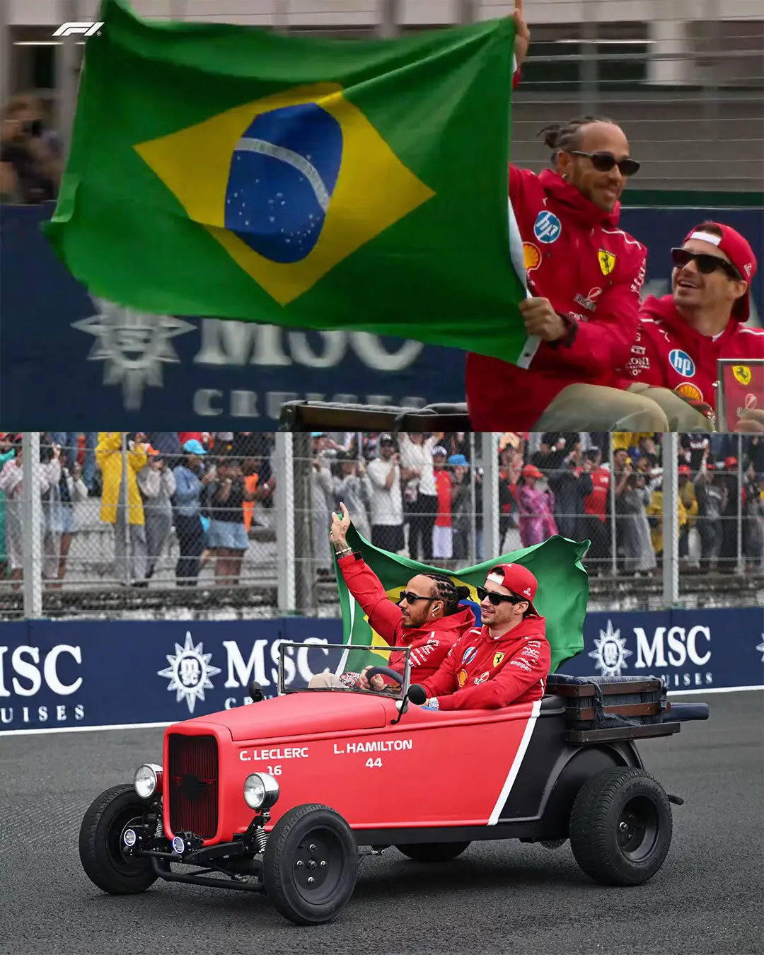 Love a good parade. 🇧🇷  #f1 #lewishamilton #charlesleclerc #maxverstappen #georgerussell