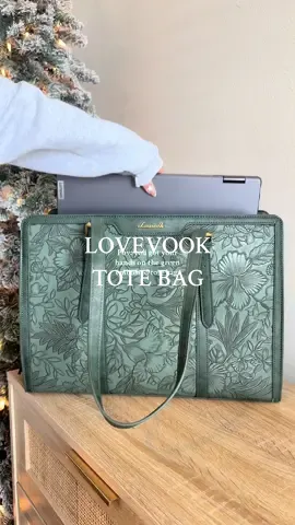 this bag is just beautiful! all of the styles are gorgeous! this is the 15.6 inch in the green embossed style! 😌 @lovevook_official  #lovevook #BCFM #totebag #tiktokshopcybermonday #tiktokshopblackfriday  
