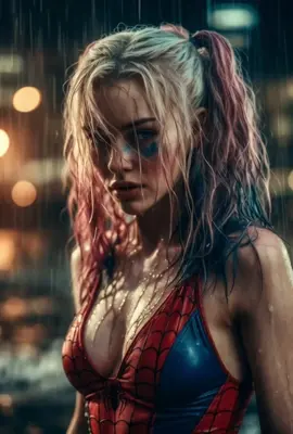 Harley Quinn like spiderman #harleyquinn #lifewallpapers #ai #girl 