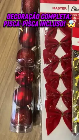 SÓ FALTA A CEIA! 😂🎄 Kit de Decoração COMPLETA com 125 peças (Bolas, Laços, Pendentes, Papai Noel e PISCA-PISCA incluso!). Chega de comprar por partes! Sua árvore dos sonhos montada e iluminada em minutos. ⚠️ ÚLTIMOS KITS!#KitCompletoNatal #DecoracaoNatalina #ArvoreDeNatalLuxo #PiscaPisca #125Enfeites 