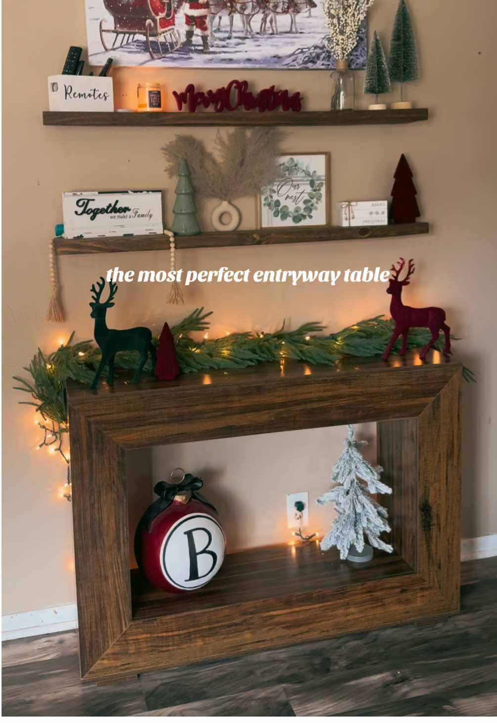 this is soooo good for the price! So excited to have something for all my holiday decor ❤️ #entrywaytable #entrywaytabledecor #christmas #consoletable #rusticdecor 