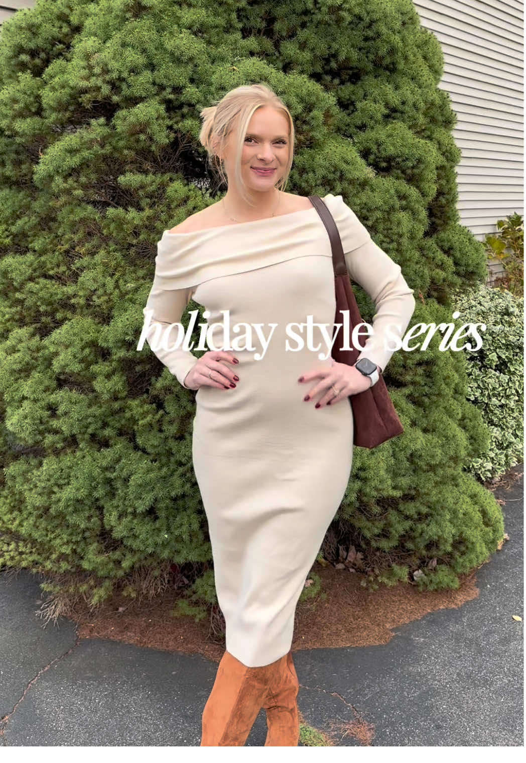 the most flattering sweater dress perfect for whatever holiday plans you have this year! Linked in my Amazon store front  #outfitinspo #fashioninspo #holidaydresses #fashiontiktok #holidaystyle 