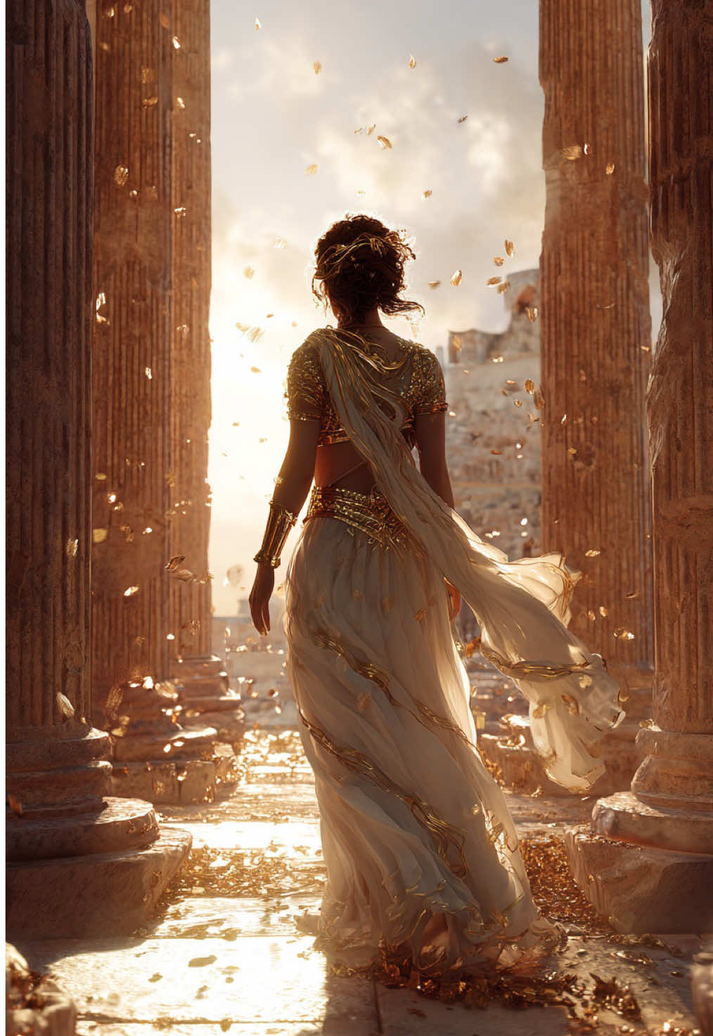 Némésis, Déesse de la Justice et du châtiment divin, fille de Nyx (Déesse de la nuit) 🪶⚖️ #aifantasy #landscape #fantasyworld #mythology #easthetic 