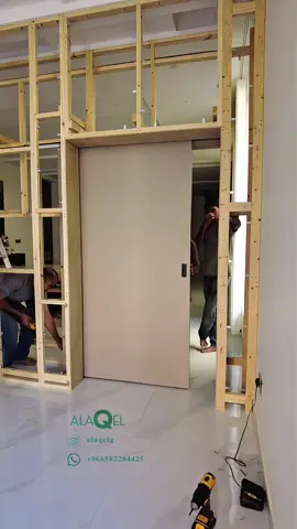 من أعمالنا: بارتشن متقابل يفصل المجلس عن المقلط مع دولاب عبايات وكونسول وباب سحاب.. مصنوع من الخشب #ديكور #بارتشن #باب_سحاب #تغطيات_الرياض #النرجس 