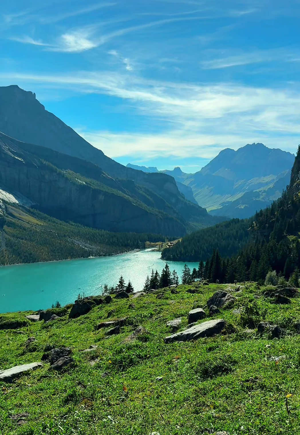 The bench of exquisite pondering #mountains #Hiking #switzerland #lake #fyp 