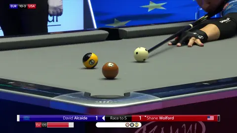 The one in a million shot!!! 😱 David Alcaide somehow produced this last time out at Alexandra Palace! ⚡️🫨 #MosconiCup 🇪🇺🇺🇸