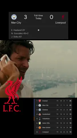 Premier League 25/26 Manchester City vs Liverpool FC 3-0,Another away defeat; the Reds fall further and further behind in the title race.#football #fussball #Meme 