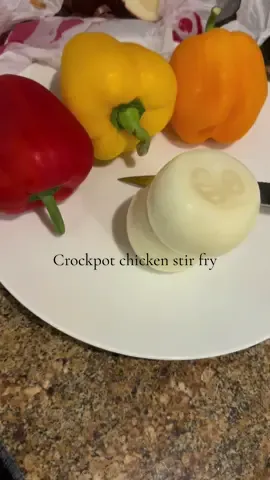 Chicken stir fry in the crockpot is what’s for dinner tonight. #CrockpotDinner #Stirfry #EasyDinner #DinnerIdea #SundayDinner