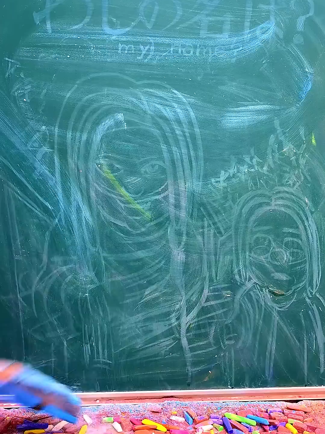 【黒板アート】チョークでお馬さんかいてみた  #お馬さん  #黒板アート#tiktok #チョークアート #chalkart