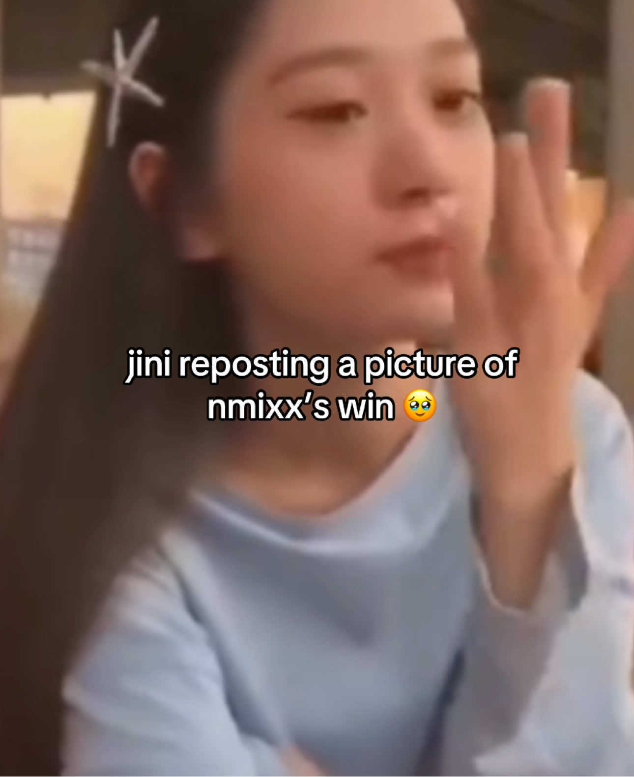 After almost 3 years of jinis departure with nmixx & no talk about eachother on both sides, jini reposted a picture of nmixx’s win on a music show🥹🥹🥹 oh jini we all miss you