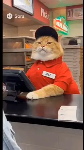 Cat as the order taker at different food chains #funnycats #viralfunnyvideo #catslovers #cat #catlife 