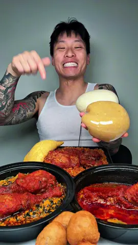 Trying Nigerian food with @Fruit Riot #fruitriotpartner #nigerianfood #fufu #egusisoup #mukbang 