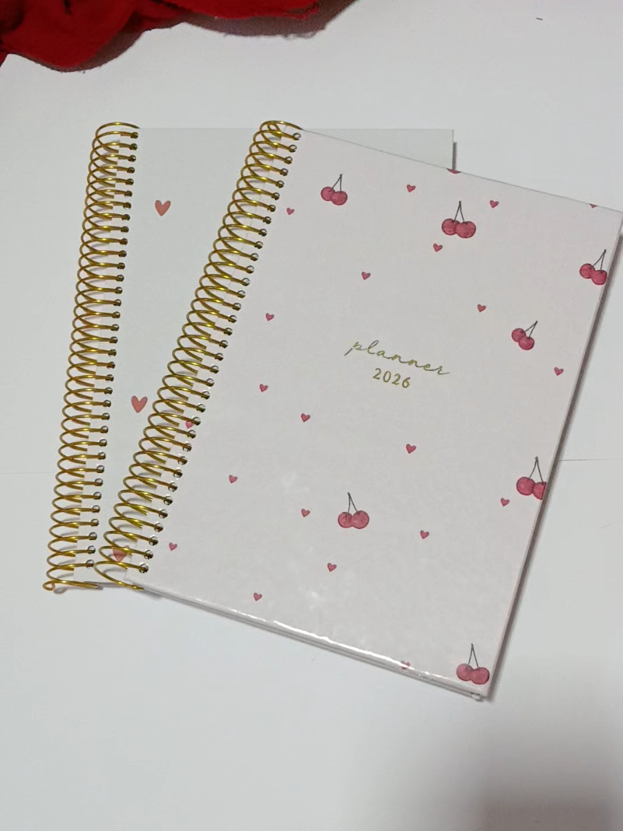 Detalhes do nosso planner Cherry Love 2026! Planner completo, perfeito para te acompanhar ao longo do ano!  Disponível na nossa loja na Shoppee! 🍒 #panner #planner2026 #cherry #cereja 