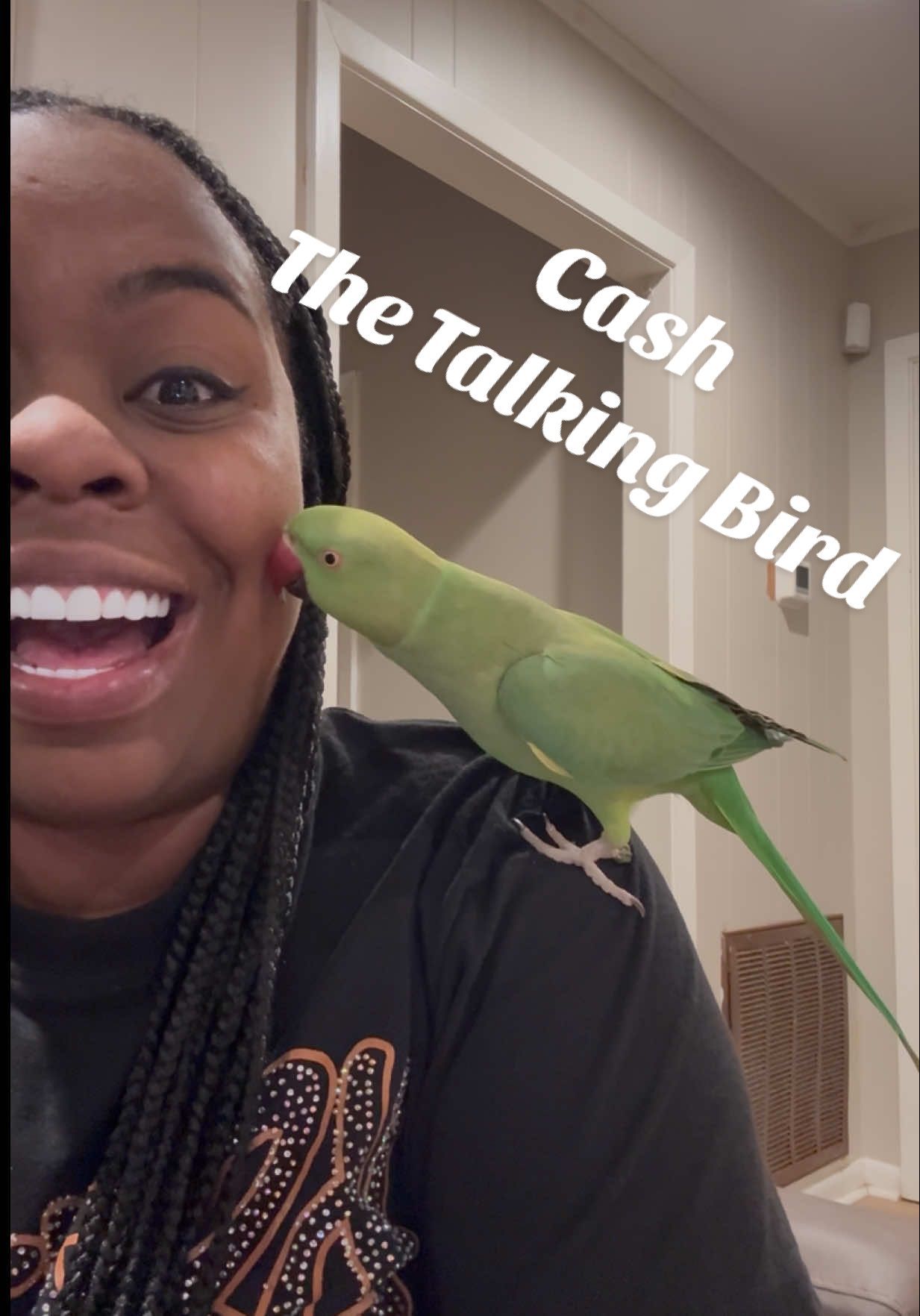 My cousin trained her bird to talk! I love it! lol..I’m no longer afraid of him! We good now 🤣 🦜 @Danielle Keller113 #indianringneck #fyp #talkingbird #pets #animallover 