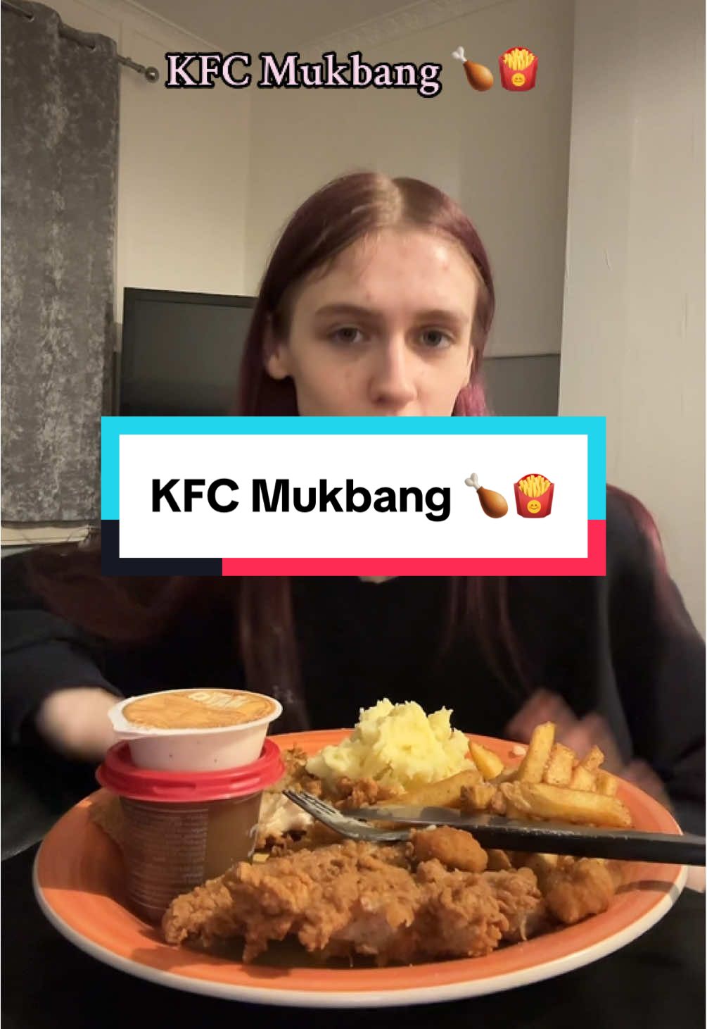 KFC Chicken Mukbang 🍗🍟 IG/YT/TT - Elishaelizabethx  - side note: i love KFC gravy and mash 😩  #mukbang #kfc #kfcmukbang #fastfood #FoodTok 