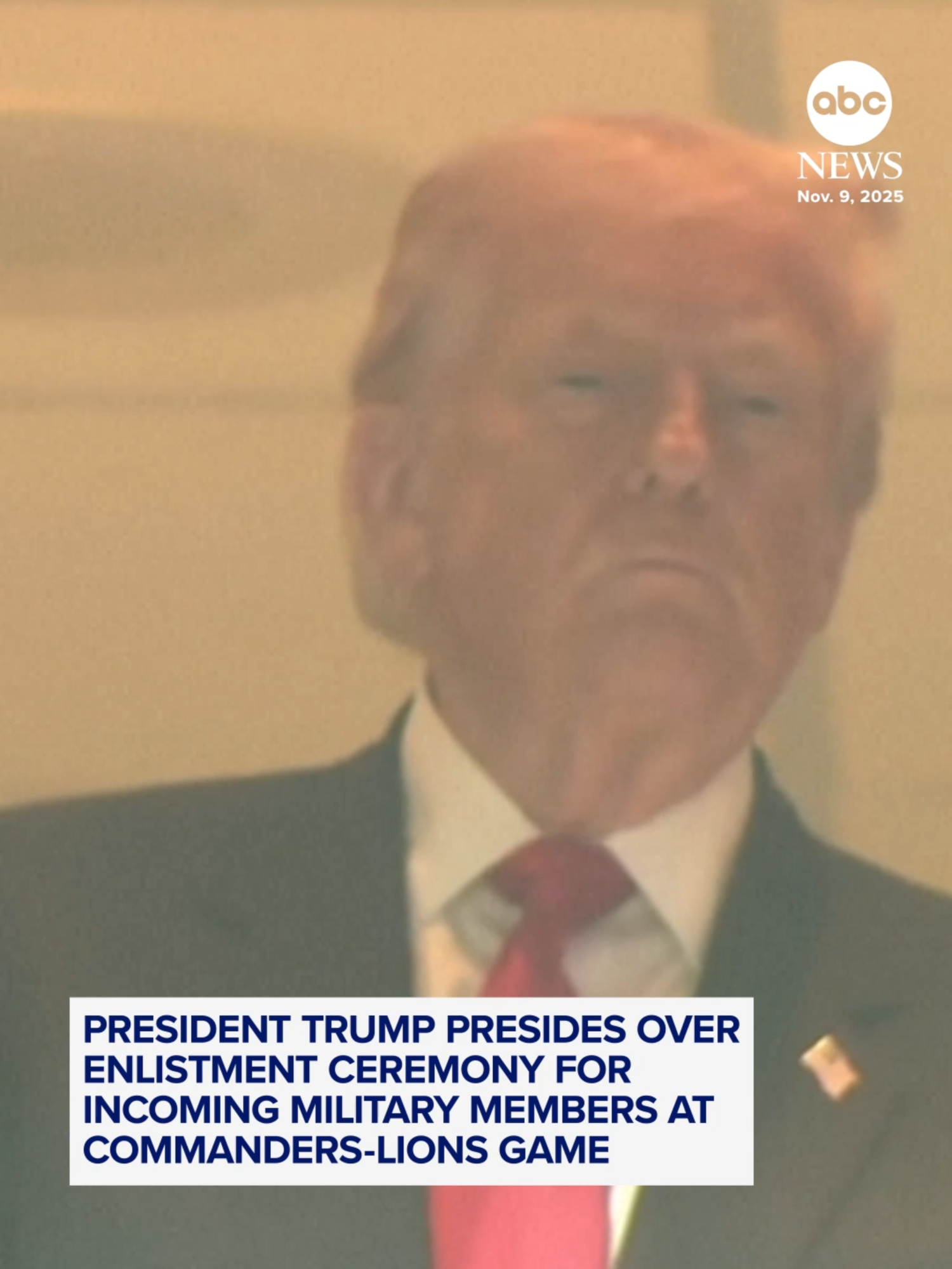 President Trump became the first commander-in-chief in the stands at a regular-season NFL game since 1978, attending Sunday's Commanders-Lions game in Landover, Maryland. At halftime, the president read an oath for members of the military to recite as part of an on-field ceremony.