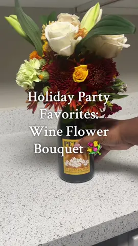 Fourth installment of the holiday party favorites. This flower wine bouquet is so pretty with all of the fall colors and the flowers. I also love that this wine is called petals.  This is a great gift for someone celebrating something in the fall, a great centerpiece for your holiday party, and something you can bring if cooking is not your forte 😉 What should we do for our next installment? 