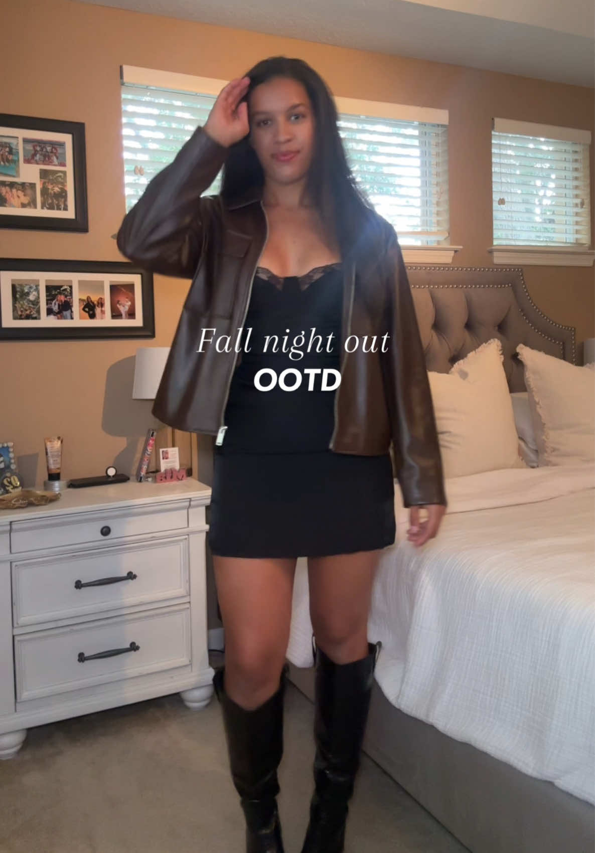 these boots have seen through college and I need a new upgrade 😭 any boot suggestions ?!  LOVE. A fall boot.  Jacket @Nordstrom Rack  Dress and boots @Princess Polly  #fallclothes #fallootdinspo #fallootd #kneehighboots #leatherjacket 