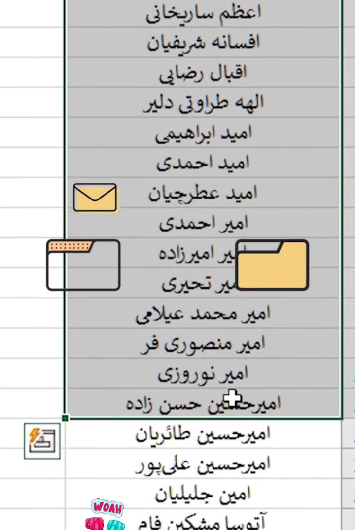 |نکات تو کپشن👇🏻| خیلی ساده هزارتا پوشه با اکسل درست کن😎 ✅ کافیه تو اکسل جلوی هر نام کد پایین رو وارد کنی و بعد ctrl + e  رو بزنی که عمل فلش فیل انجام بشه MD 