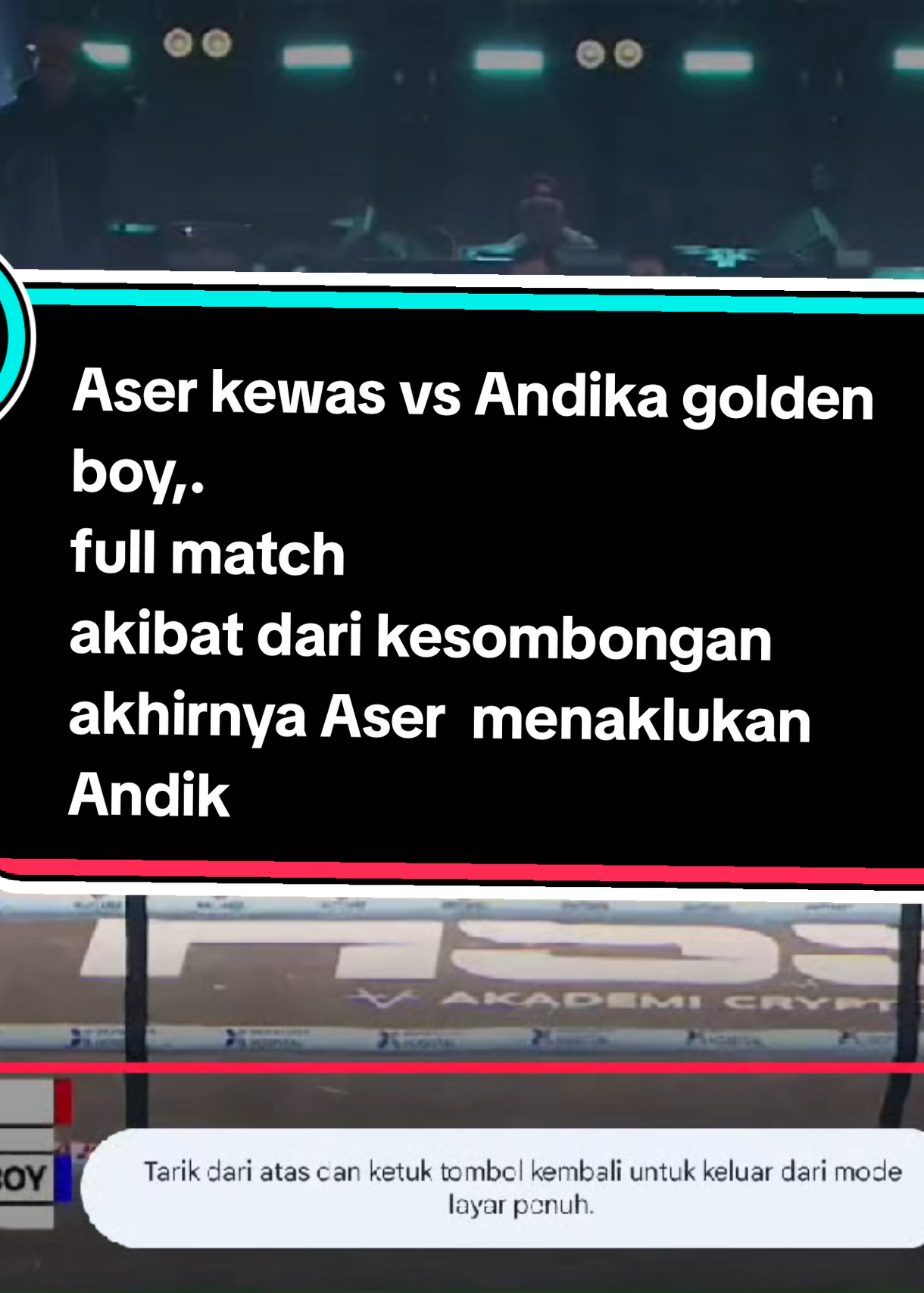 full matc . Aser kewas vs Andika sabu....terlalu sombong akhirnya kala kau andika.. #aserkewas #hss #bakuhantamchampionshiphadirkembali 