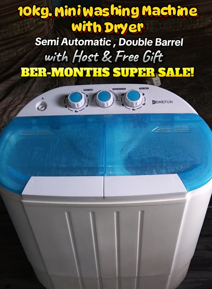 Grabe Super Sale to ngayon BER-MONTHS Homefun Mini Washing Machine with Dryer 10kg. 🫧🫧🫧 #miniwashingmachinewithdryer #miniwashingmachine #washingmachinewithdryer #washingmachine #homefunwashingmachine 