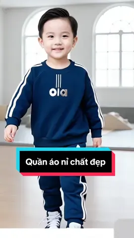Bộ nỉ chất đẹp phong cách thể thao cho bé#thoitrangtreem #thoitrangtiktok #bodochobe #quanaoni #xuhướng 