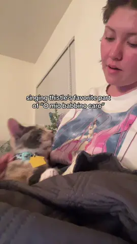 i think she likes feeling the vibrations or something like that when i sing bc she always comes to lay on me 🥹 #opera #kittensoftiktok #f 