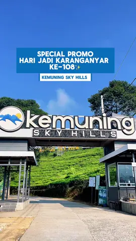 Rayain Hari Jadi Kabupaten Karanganyar ke-108!,  Kemuning Sky Hills kasih diskon 25% untuk tiket masuk kawasan! 🎉 📅 Periode: 10–30 November 2025 🗓️ Berlaku hanya di weekdays (Senin–Jumat) 📍 Pembelian langsung di lokasi Syaratnya gampang banget: 1️⃣ Follow akun media sosial Kemuning Sky Hills 2️⃣ Kasih ulasan bintang ⭐⭐⭐⭐⭐ di Google Review 3️⃣ 1 struk bisa untuk maksimal 10 tiket 4️⃣ Tidak dapat digabung dengan promo lain Ajak keluarga, teman, dan gebetan — nikmati suasana alam Karanganyar yang istimewa di momen ulang tahunnya ke-108! 🌿💫 #fyp #wisataalam #promomakangajian #karanganyar #kemuningskyhills 