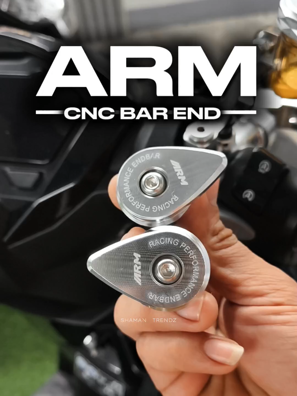 ARM CNC Bar End #antislip  💯✅ #Universal #barend HONDA, YAMAHA, SUZUKI #motorshow #thailand🇹🇭 