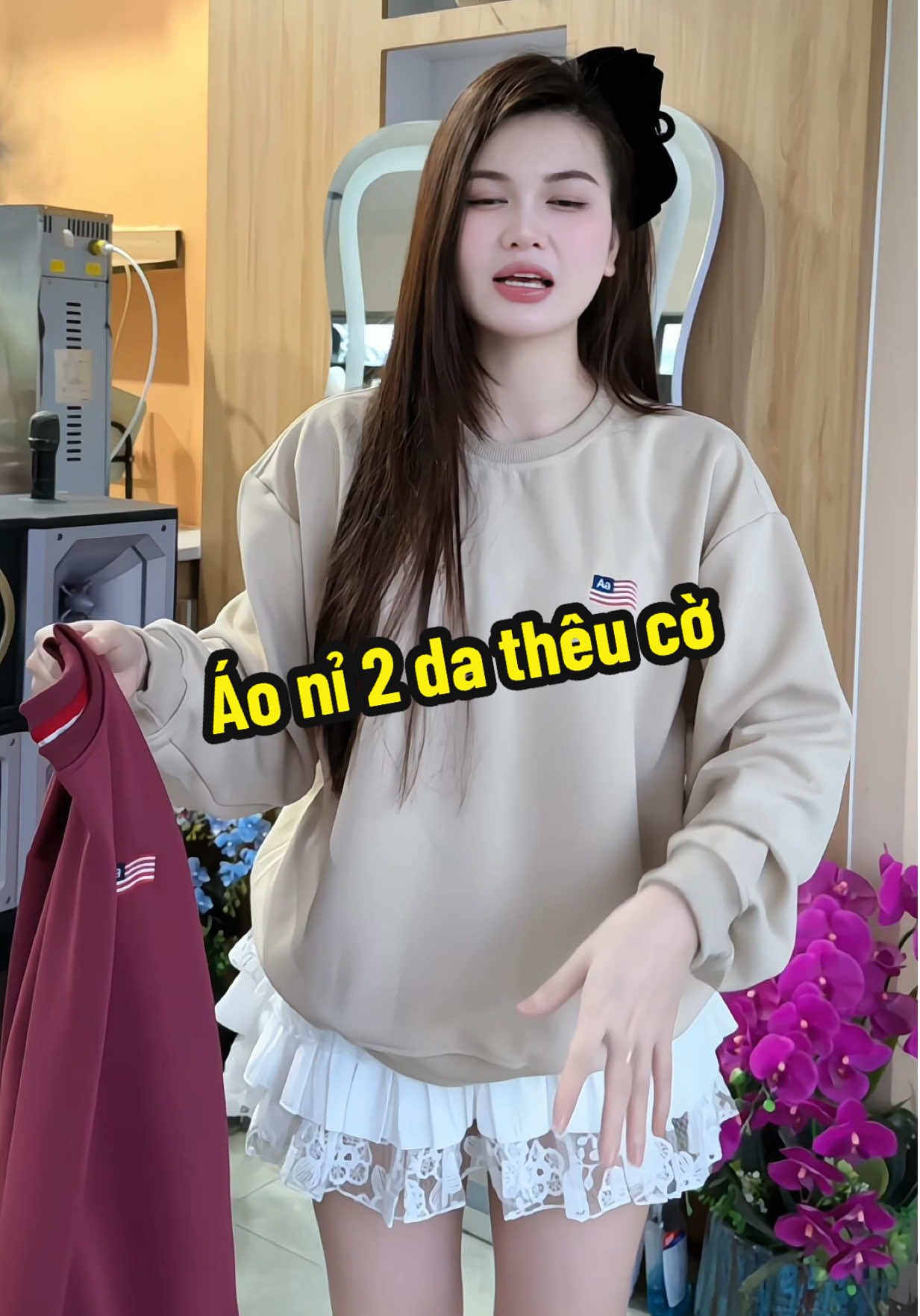 Áo nỉ 2 da thêu cờ