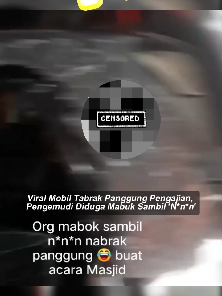 Sebuah video viral di media sosial merekam insiden sebuah mobil yang menabrak panggung acara pengajian di sebuah masjid. Dalam rekaman tersebut, mobil tampak menerobos dan merusak struktur panggung yang telah didirikan. Berdasarkan caption yang tersemat dalam video, pengendara mobil tersebut diduga menyetir dalam kondisi terpengaruh minuman keras. Video ini juga memicu kebingungan warganet karena caption yang menyebut pengendara 