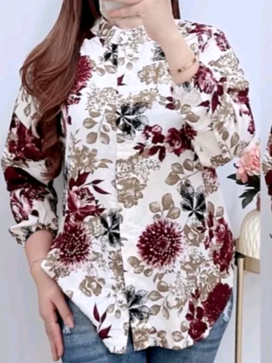 atasan wanita blouse kerah Shanghai, bahan rayon twil adem lembut halus nyaman menyerap keringan lengan karet gak bikin sakit model simpel mewah elegan #atasanwanita #blouse #outfitwanita #kemejalenganpanjang #ootdfashion