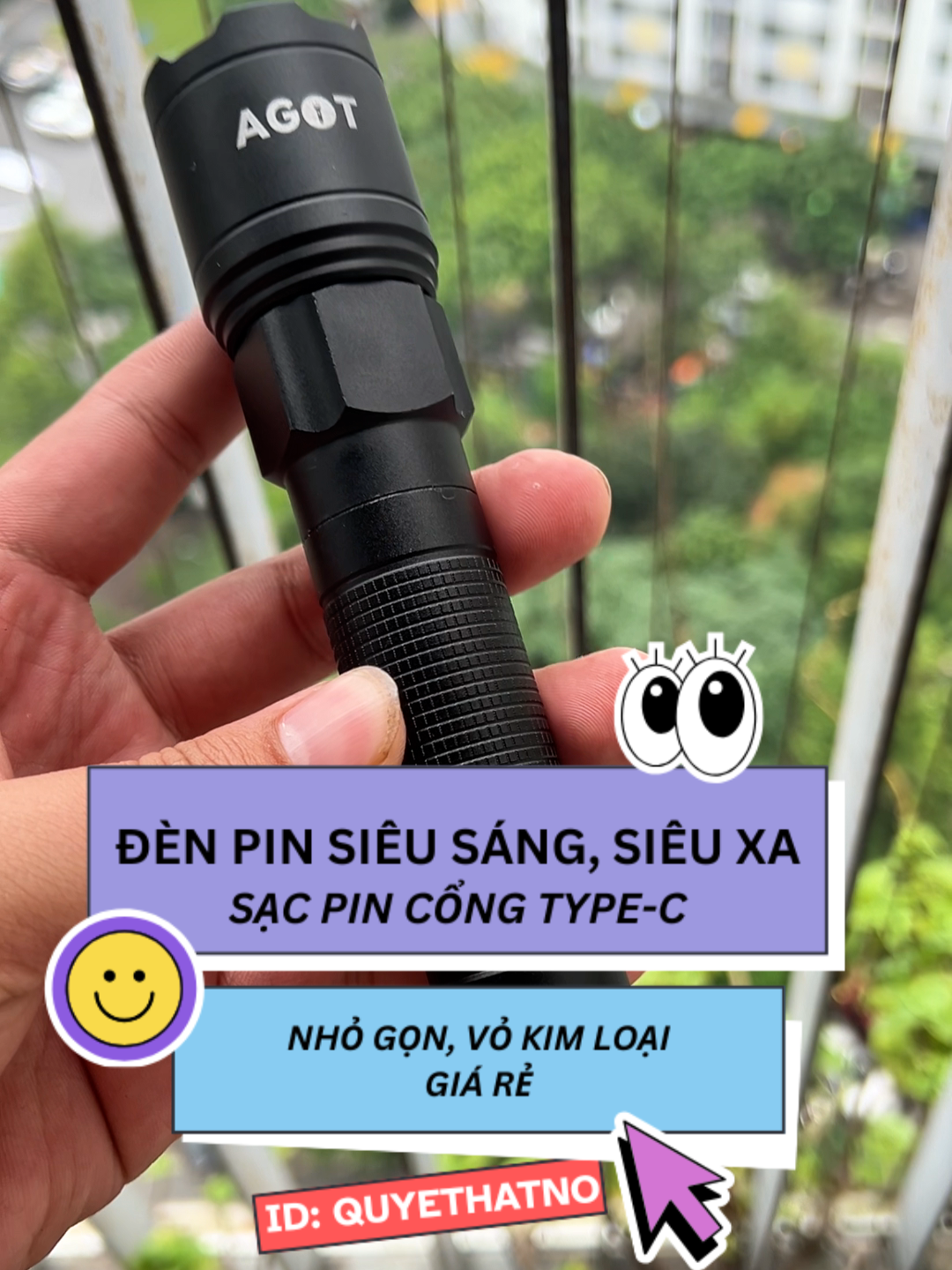 Đèn Pin Chiếu Xa, Chiếu Rộng cho bác nào tối đi Soi Ếch, Câu Cá hay bắt Chim ban đêm. #quyethatno #denpinsieusang #denpinmini #denpincamtay