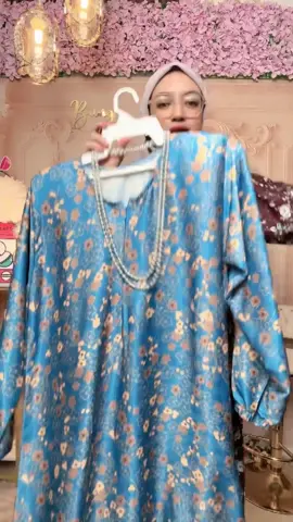 Arisha Jubah Premium Sutera Bamboo Emboss Corak Bunga Emas