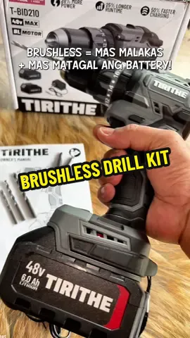 Brushless power sa abot kayang presyo💪 TIRITHE Cordless Electric Tools 10Mm Brushless Drill Kit. Perfect sa DIY, home repairs, o light mechanical work! #tirithe #cordlessdrill #brushlessmotor #powertools #diyprojects 